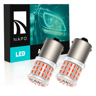 Комплект світлодіодних ламп Napo LED 1156-3014-57smd-ceram P21W 1156 BA15S 2 шт Червоний (2473198338)