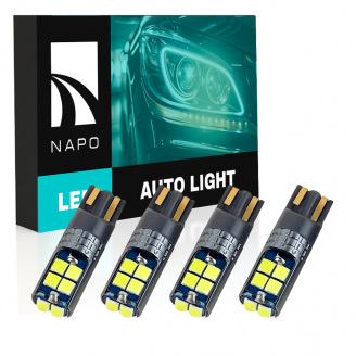 Комплект світлодіодних ламп Napo LED T10-3030-10smd W5W T10 4 шт Білий (2470583523)