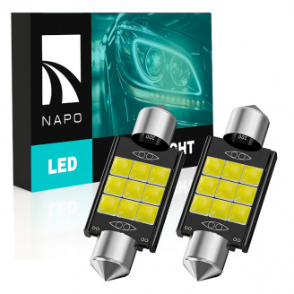 Комплект світлодіодних ламп Napo LED SJ-3030-9SMD 31mm C5W C10W 2 шт Білий (2476315366)