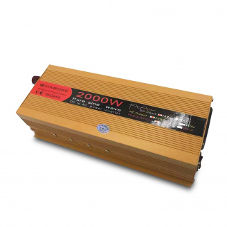 Інвертор перетворювач напруги 12-220V 2000W Чистий синус XINBOKE Золотистий (4056)