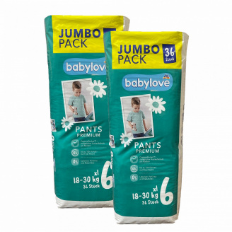 Підгузки-трусики Babylove Jumbo Pack Premium 6 XXL 18-30 кг 72 шт 2 уп
