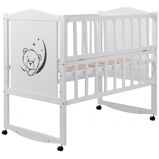 Кровать Babyroom Тедди T-01 фигурное быльце, откидной бок, колеса Белый (hub_x74q1c)