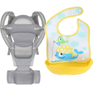 Хипсит эрго-рюкзак кенгуру переноска слюнявчик-трансформер Baby Carrier 20 кг 6 в 1 Серый (vol-9895)