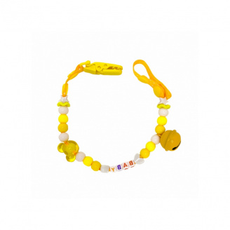 Ланцюжок для пустушки Mega Zayka MGZ-0500(Yellow) з дзвіночком