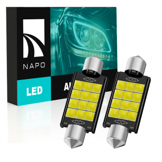 Комплект світлодіодних ламп Napo LED SJ-3030-12SMD 39mm C5W C10W 2 шт Білий (2476320290)