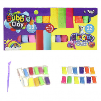 Набор Dankotoys для лепки Air Clay+Bubble Clay 12 шт+12 шт укр 2 (ARBB-02-01U)