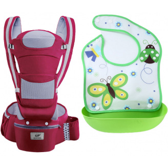 Хипсит эрго-рюкзак кенгуру переноска слюнявчик-трансформер Baby Carrier 20 кг 6 в 1 Бордовый (vol-9883)