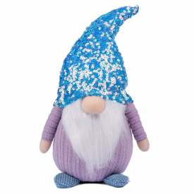Новорічна м'яка іграшка Novogod'ko Гном Хлопчик блакитна паєтка 40см (974637)