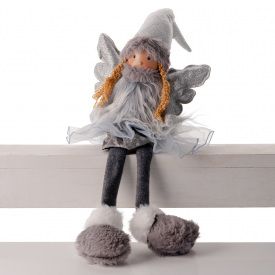 Новорічна іграшка Novogod'ko Янгол срібло 48 см LED крила сидить (974829)