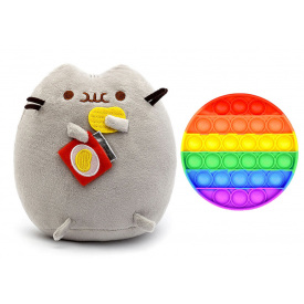 Набір м'яка іграшка S&T Пушин кет з чіпсами Сірий і Іграшка антистрес Pop It коло (vol-1240)