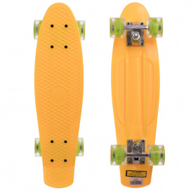 Скейтборд пластиковый Penny LED WHEELS 22in со светящимися колесами SP-Sport SK-5672-1 желтый-салатовый