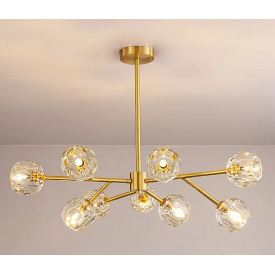 Світлодіодна люстра No Brand Смарагд 8609 Золотистий на 9 плафонів