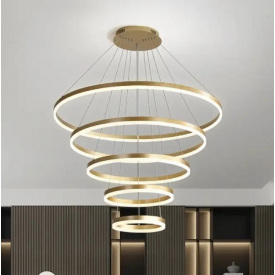 Світлодіодна люстра No Brand Олімпія PJ812С-5 20х30х40х80х100 см 5 кілець Золотистий