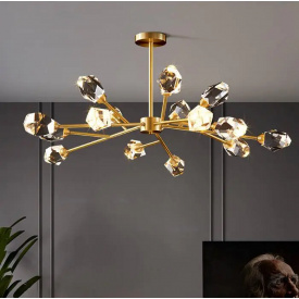 Світлодіодна кришталева люстра No Brand Смарагд 8612 Золотистий на 12 плафонів