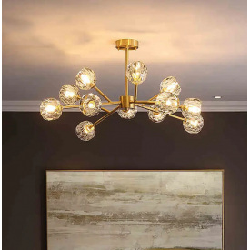 Світлодіодна кришталева люстра No Brand Фарби 8613 Золотистий на 12 плафонів