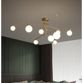 Світлодіодна люстра No Brand Перлина 8818 Золотистий на 9 плафонів