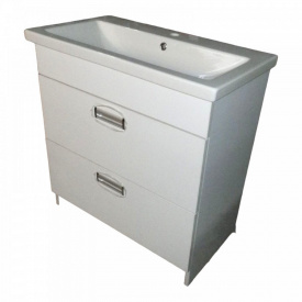 Пластикова тумба The MIX 2.0 з двома висувними ящиками White та умивальником COMO 60 см