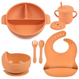 Набор детской силиконовой посуды 2Life Y25 из 7 предметов Оранжевый (v-11509)