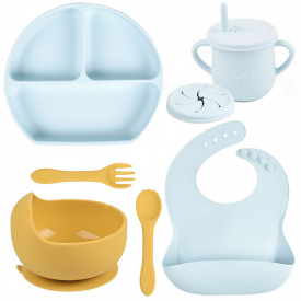 Набор силиконовой посуды 2Life Y28+Y5 из 7 предметов Желтый и Голубой (v-11659)