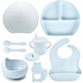 Набор посуды на присоске 2Life Y5 из 9 предметов Голубой (v-11349)