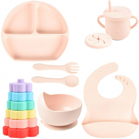 Набір посуду 2Life Y4 7 предметів та іграшка пірамідка Y6 Рожевий (v-11816)