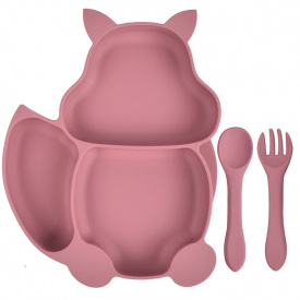 Набір 2Life тарілка Білка Y19 та прибори Бордовий (v-11940)