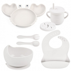 Набір дитячого посуду 2Life Краб Y23 7 предметів Світло-сірий (v-12026)