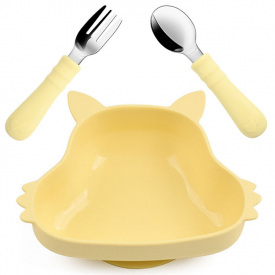 Набір дитячого посуду 2Life Y11 тарілка Білка та прибори Жовтий (v-12091)