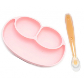 Набор тарелка коврик и ложка VOLRO 2 шт Лиловый/Оранжевый (vol-1711)