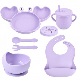 Набір дитячого посуду 2Life Краб Y2 7 предметів Фіолетовий (v-12015)