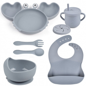 Набір дитячого посуду 2Life Краб Y18 7 предметів Сірий (v-12022)