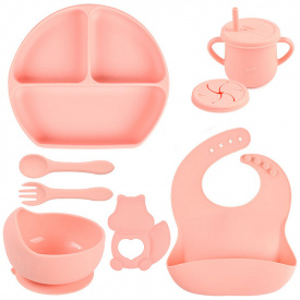 Набор детской посуды на присоске 2Life Y12 из 7 предметов Розовый (v-11345)