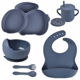 Набор силиконовой посуды 2Life Y10 из 7 предметов на присоске Синий (v-11287)