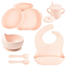 Набор силиконовой посуды 2Life Y4 из 7 предметов на присоске Розовый (v-11285)