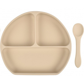 Набор силиконовая трех-секционная тарелка ложка 2Life Y24 2 шт Бежевый (vol-10000)