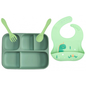 Набор силиконовой посуды 2Life Дракон 4 предмета Зеленый (vol-10477)