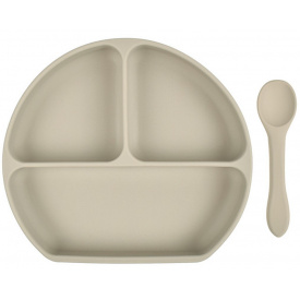 Набор силиконовая трех-секционная тарелка ложка 2Life Y20 2 шт Бежевый (vol-9998)