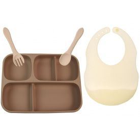 Набор силиконовой посуды 2Life 4 предмета Коричневый/Бежевый (vol-10471)