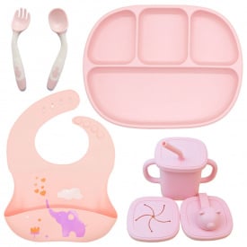 Набор силиконовой посуды 2Life D3 5 предметов Розовый (vol-10441)