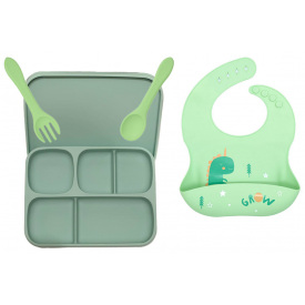 Набор силиконовой посуды 2Life Дракон 4 предмета Зеленый (vol-10478)