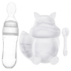 Набор силиконовая 3-х секционная тарелка ложка бутылка-ложка 2Life Y1 3 шт Белый (vol-10019)