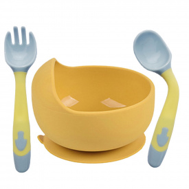 Глубокая тарелка и термочувствительная ложка вилка 2Life Y28 350 мл Желтый(vol-10532)