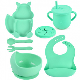 Набор детской силиконовой посуды 2Life Y13 7 шт Зеленый (vol-10084)