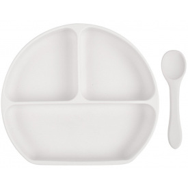 Набор силиконовая трех-секционная тарелка ложка 2Life Y23 2 шт Серо-белый (vol-9999)