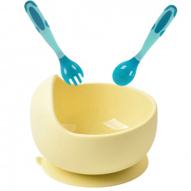 Глубокая тарелка и термочувствительная ложка вилка 2Life Y11 Желтый/Голубой (vol-10527)