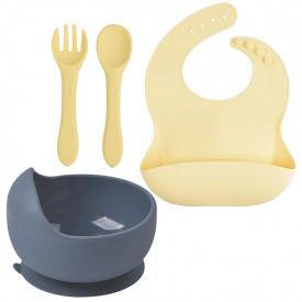 Набор силиконовой посуды 2Life 4 предмета Желтый/Серый (vol-10719)