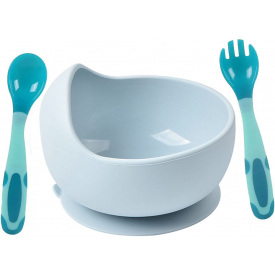 Набор силиконовая круглая тарелка 2Life Y5 3 предмета Голубой (vol-10223)