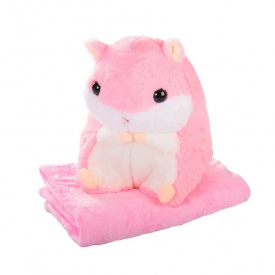 М'яка іграшка з пледом Bambi Хом'як 120x154 см Рожевий (М12102-P)