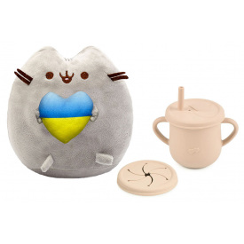 Комплект S&T М'яка іграшка Pusheen cat та Поильник-непроливайка Y24 (vol-10561)