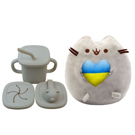 Комплект S&T М'яка іграшка Pusheen cat і Поильник-непроливайка (vol-10565)